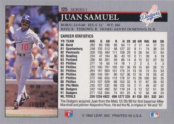 1992 Leaf #125 Juan Samuel Back