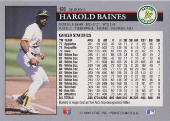 1992 Leaf #126 Harold Baines Back