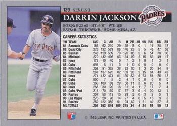 1992 Leaf #129 Darrin Jackson Back
