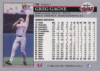 1992 Leaf #146 Greg Gagne Back