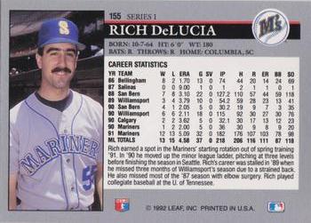 1992 Leaf #155 Rich DeLucia Back