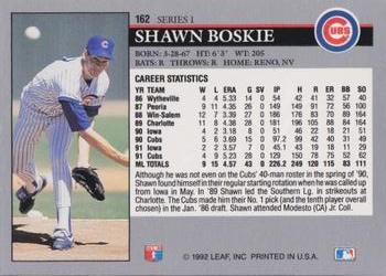 1992 Leaf #162 Shawn Boskie Back