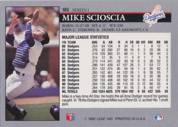 1992 Leaf #165 Mike Scioscia Back