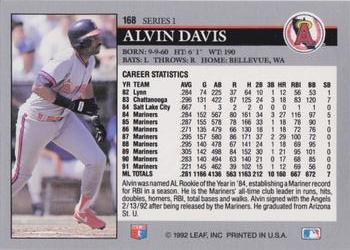 1992 Leaf #168 Alvin Davis Back