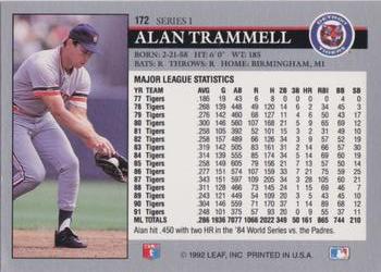 1992 Leaf #172 Alan Trammell Back