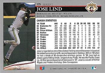 1992 Leaf #175 Jose Lind Back
