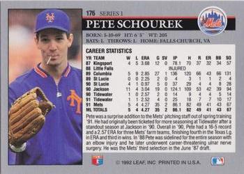 1992 Leaf #176 Pete Schourek Back