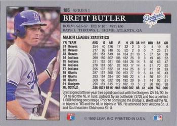 1992 Leaf #186 Brett Butler Back