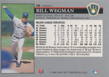 1992 Leaf #196 Bill Wegman Back