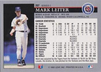 1992 Leaf #207 Mark Leiter Back