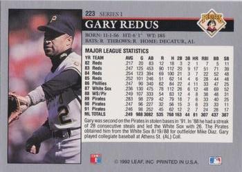 1992 Leaf #223 Gary Redus Back