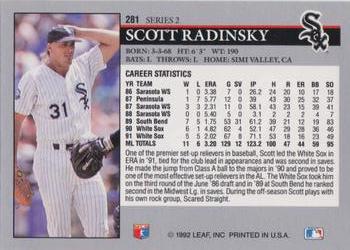 1992 Leaf #281 Scott Radinsky Back