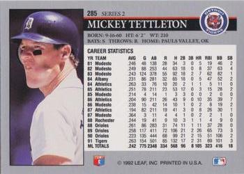 1992 Leaf #285 Mickey Tettleton Back