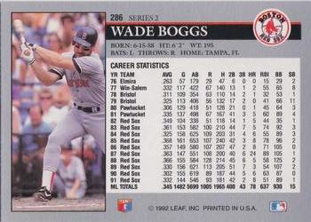 1992 Leaf #286 Wade Boggs Back