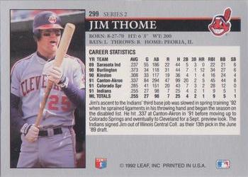 1992 Leaf #299 Jim Thome Back