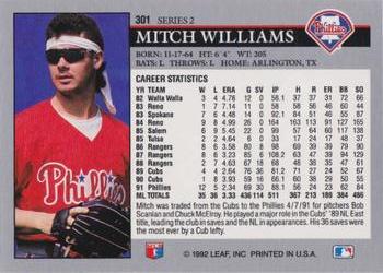 1992 Leaf #301 Mitch Williams Back
