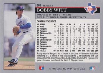 1992 Leaf #305 Bobby Witt Back