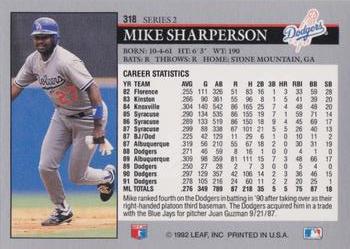 1992 Leaf #318 Mike Sharperson Back