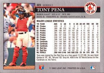 1992 Leaf #323 Tony Pena Back