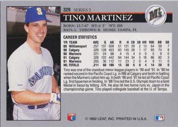 1992 Leaf #329 Tino Martinez Back