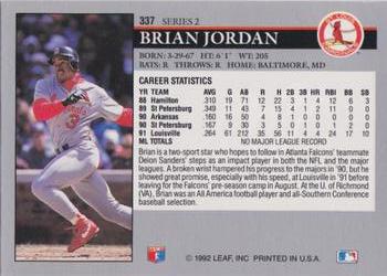 1992 Leaf #337 Brian Jordan Back
