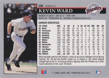 1992 Leaf #338 Kevin Ward Back