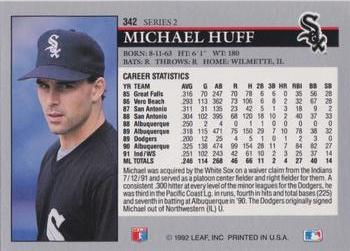 1992 Leaf #342 Michael Huff Back