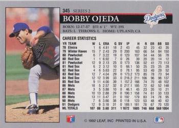 1992 Leaf #345 Bobby Ojeda Back