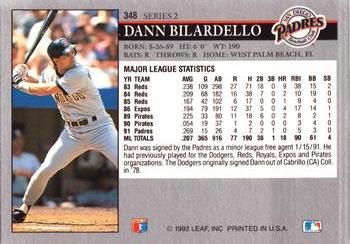 1992 Leaf #348 Dann Bilardello Back