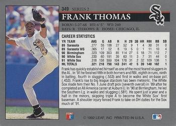 1992 Leaf #349 Frank Thomas Back