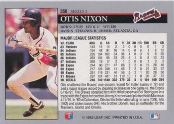 1992 Leaf #358 Otis Nixon Back