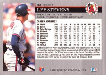 1992 Leaf #361 Lee Stevens Back