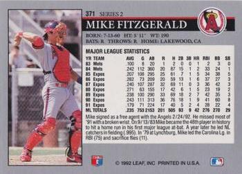 1992 Leaf #371 Mike Fitzgerald Back