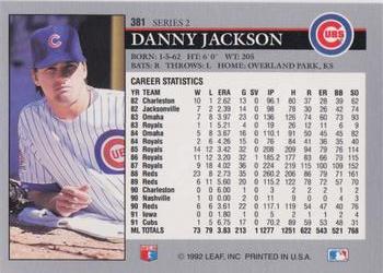1992 Leaf #381 Danny Jackson Back