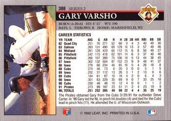 1992 Leaf #388 Gary Varsho Back