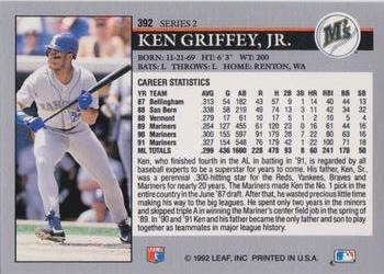 1992 Leaf #392 Ken Griffey Jr. Back
