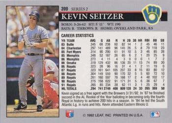 1992 Leaf #399 Kevin Seitzer Back