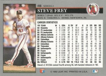 1992 Leaf #418 Steve Frey Back
