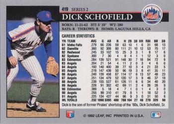 1992 Leaf #419 Dick Schofield Back