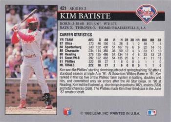 1992 Leaf #421 Kim Batiste Back