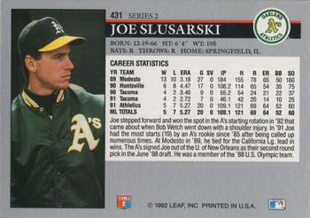 1992 Leaf #431 Joe Slusarski Back