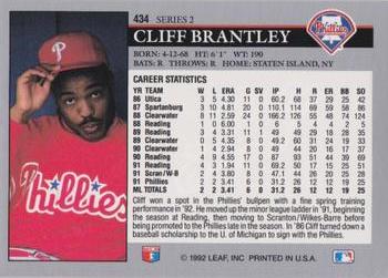1992 Leaf #434 Cliff Brantley Back