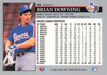 1992 Leaf #440 Brian Downing Back