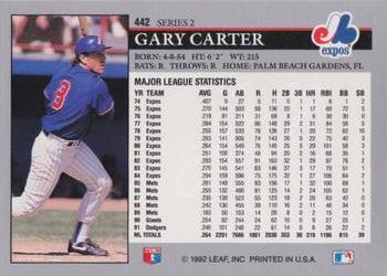1992 Leaf #442 Gary Carter Back