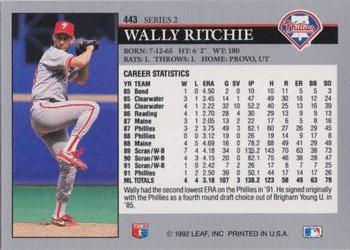 1992 Leaf #443 Wally Ritchie Back