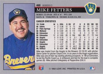 1992 Leaf #460 Mike Fetters Back