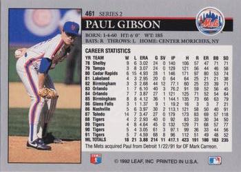 1992 Leaf #461 Paul Gibson Back