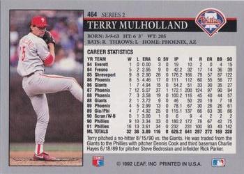 1992 Leaf #464 Terry Mulholland Back
