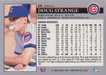 1992 Leaf #476 Doug Strange Back