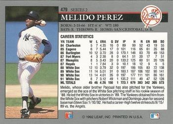 1992 Leaf #479 Melido Perez Back